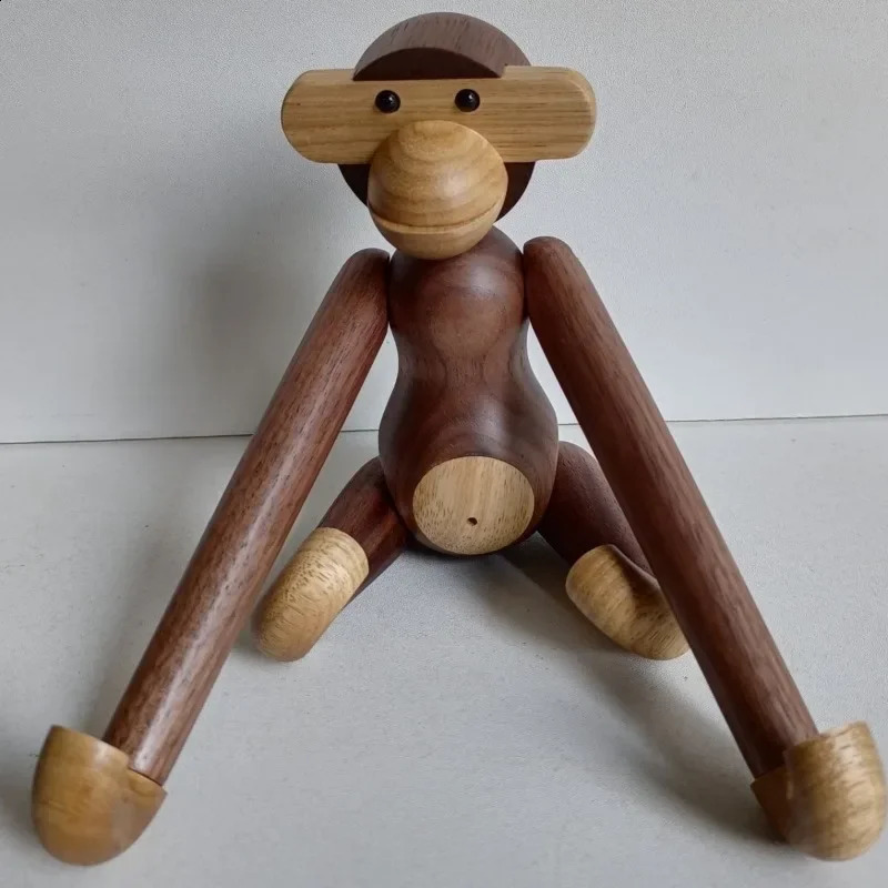 Wood Art Monkey Figurines Miniature Living Room Desktop Ornaments Creative Wall Hangings Interior Home Decoration Accessories 240902