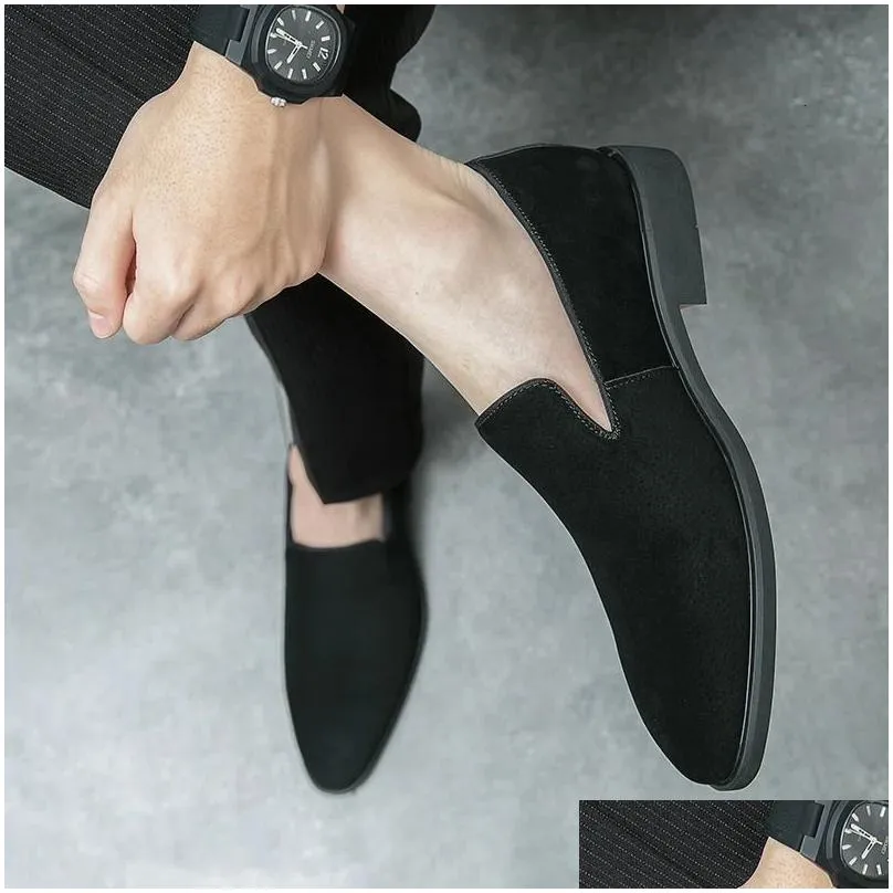 Dress Shoes Spring Italian Designer Brand Suede Leather Business Office Mens Brown Nightclub Party Loafers Drop Delivery dh1100368158