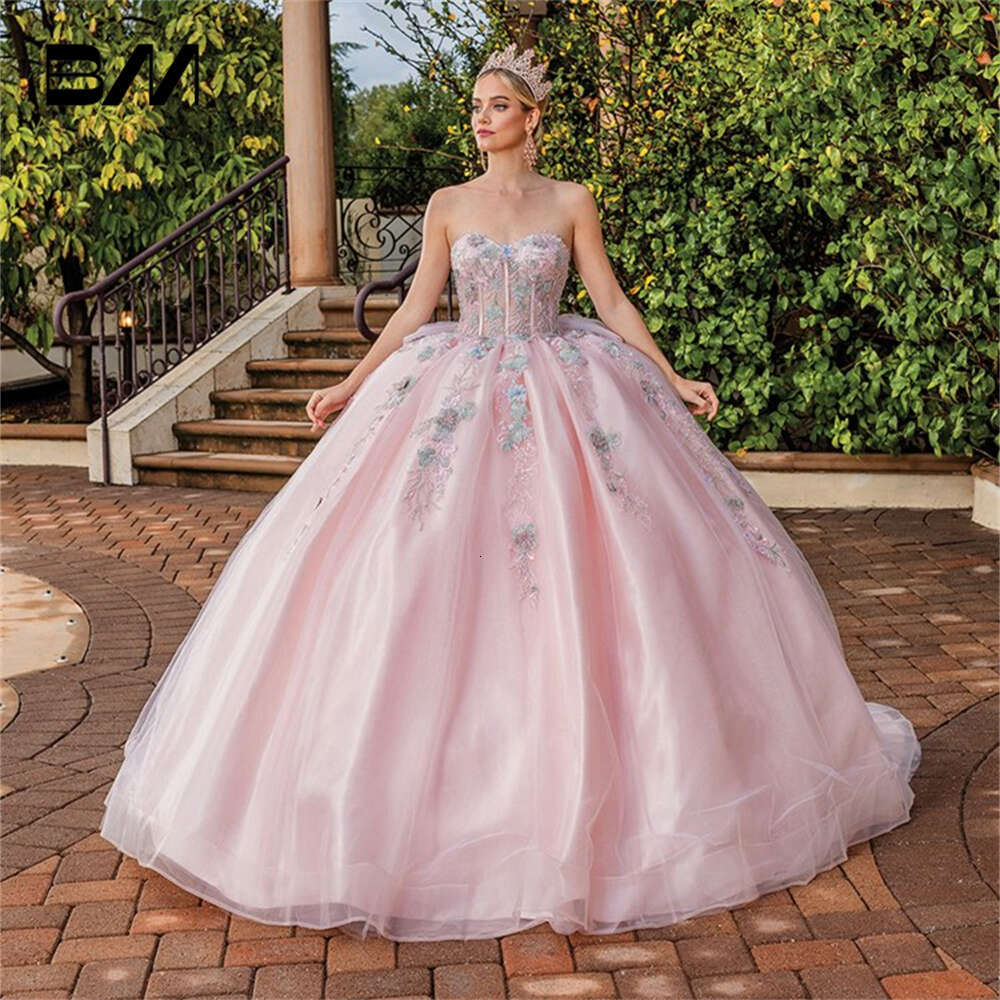 Princess Sweet 15 16 Dresses, Ball Ral Quinceanera Dresses 2024, Strapless, Corset Party Gown , Tail, Birthday Prom