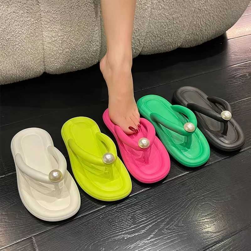 Fi pearl soft flip womens 2023 summer toe platform pillow slider womens lamp N slider beach sandalsXJ250407