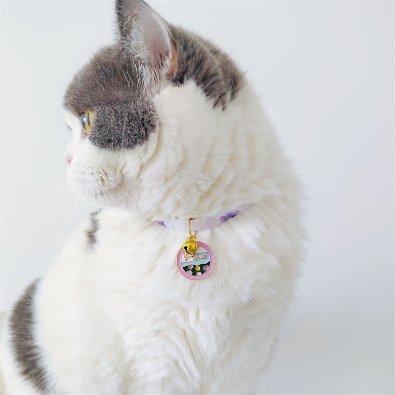 Cute Kitten Collar with Bell and Pendant Adjustable Safety Buckle Pet Collar for Cats and Puppies Pet Accessories Cat Products