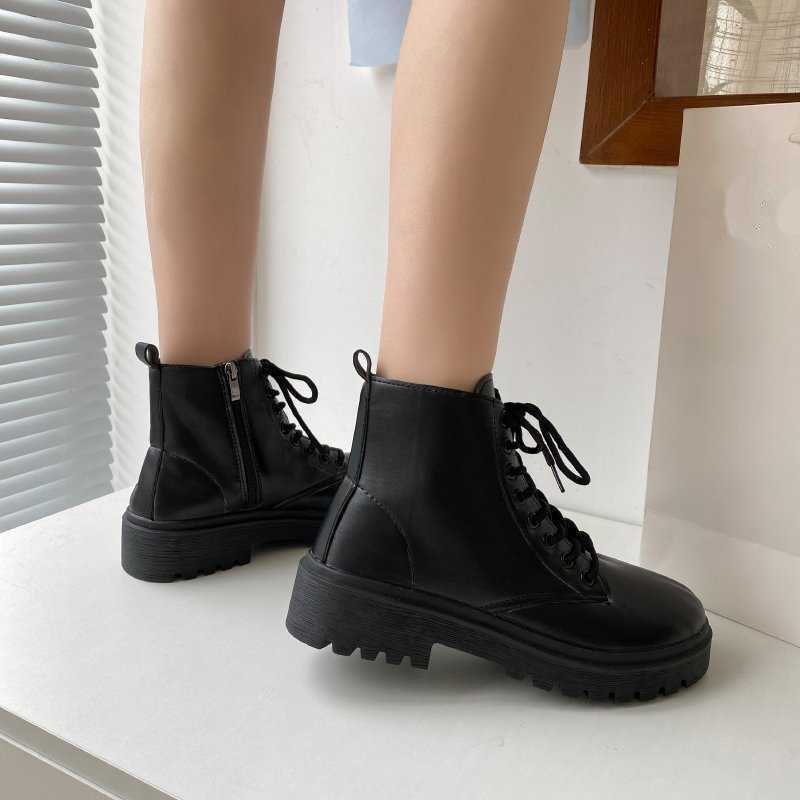 Autumn Black Martin Boots Womens Muffin Thick Soled Fashion Short Ankle Boots Women Shoes 240826