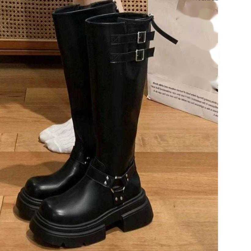 Long Fashion Boots Womens Thick Soled Martin Boots Autumn Winter Versatile And Slimming Western Knight Boots 240826