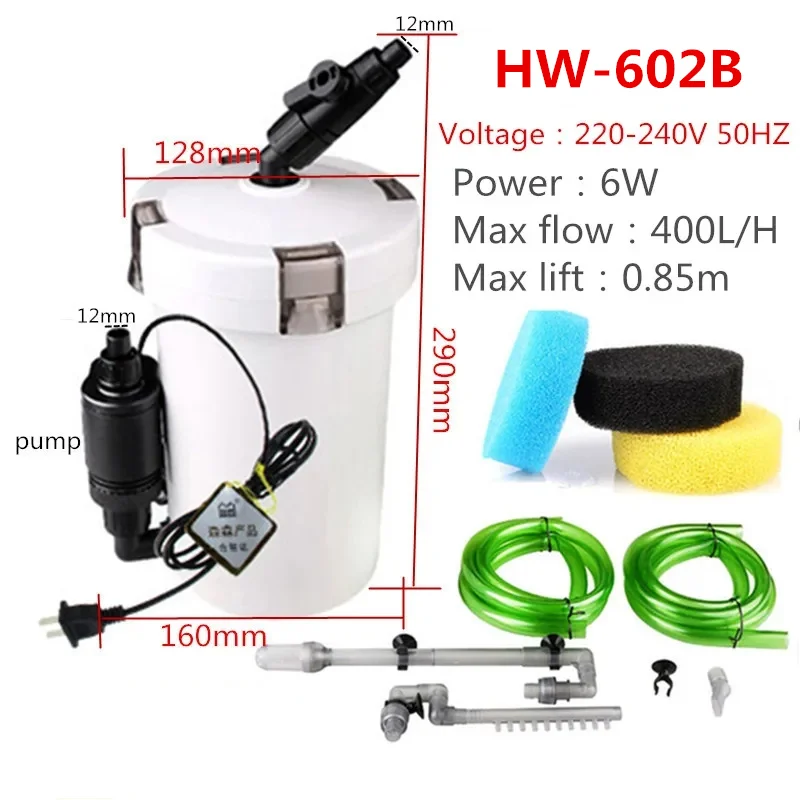 SUNSUN HW-602B HW-603B Super Quiet 6W 400L/H Aquarium Fish Tank External Filter Canister Outer filtration system EW602B EW603B