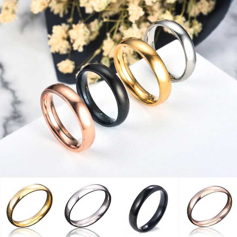 4mm high-quality stainless steel wholesale simple ring fashion silver ring mens exclusive couple wedding ring W240912