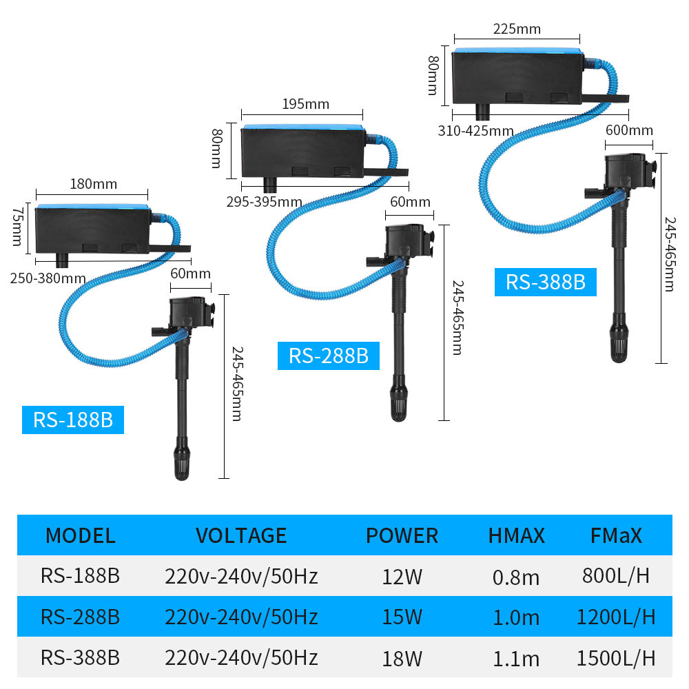 3in1 Top Filter Aquarium Submersible Pump Fish Tank Upper Filter Belt Filter Box Oxygenation