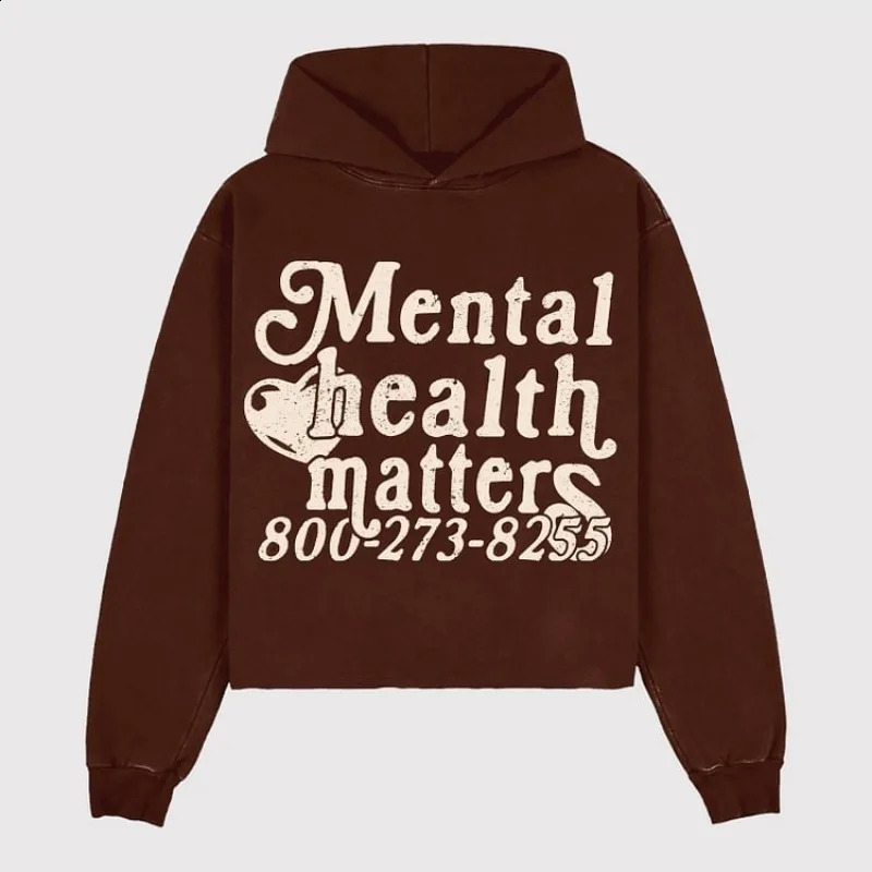 Mental Health Matters Graphic Print Pullover Hoodie Men Y2K Autumn Long Sleeves Vintage Oversize Sweatshirt Streetwear Women Top 240910