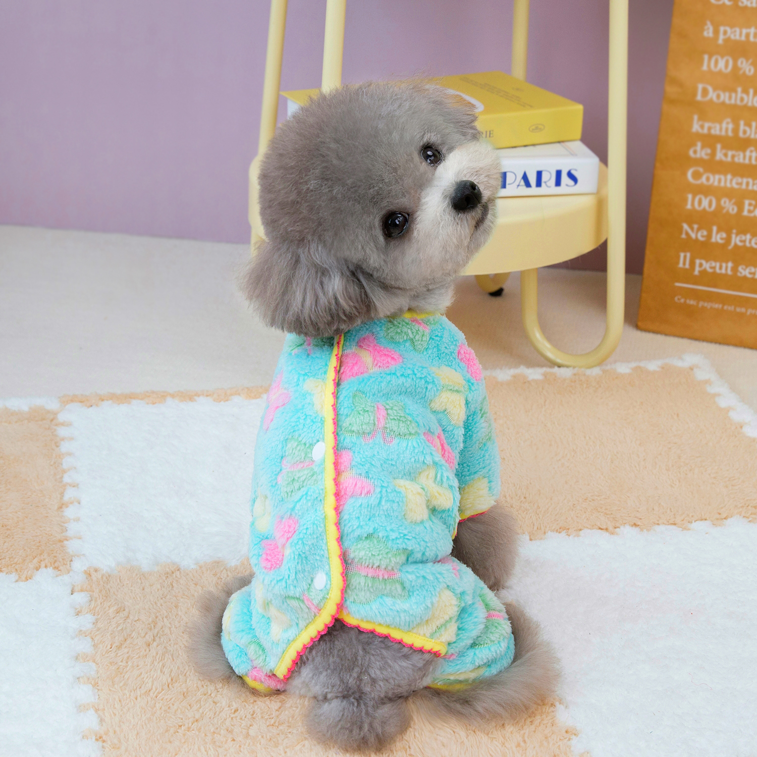 Winter Dog Flower Pattern Jumpsuit Clothes Warm Pet Pajamas for Small Medium Dogs Cats Overalls Puppy York Chihuahua Onesies