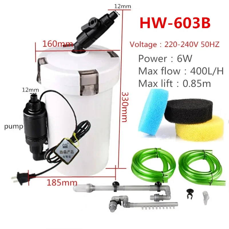 SUNSUN HW-602B HW-603B Super Quiet 6W 400L/H Aquarium Fish Tank External Filter Canister Outer filtration system EW602B EW603B