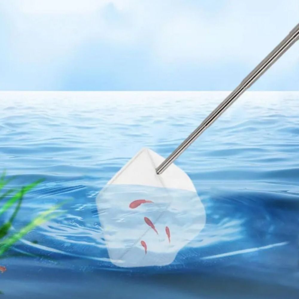 New Long Handle Goldfish Net Telescopic White Telescopic Shrimp Net Extendable Soft Aquarium Shrimp Net