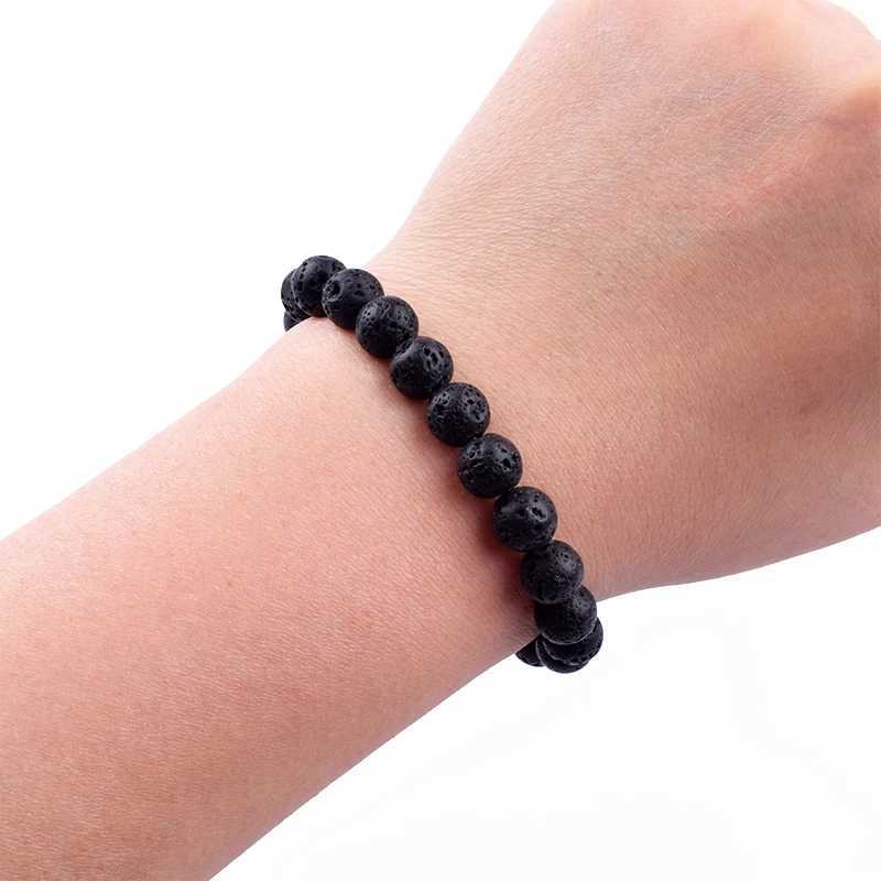 Beaded Bracelet 8mm Natural Stone Beads Mens Gorgeous Semi-Precious Black Onyx Lava Tiger Eye Healing For Women Men JewelryX240912