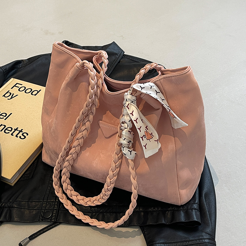 New designer backpack 2024 New Korean Edition Simple Texture Fashion Trend Silk Scarf Versatile Single Shoulder Tote Bag