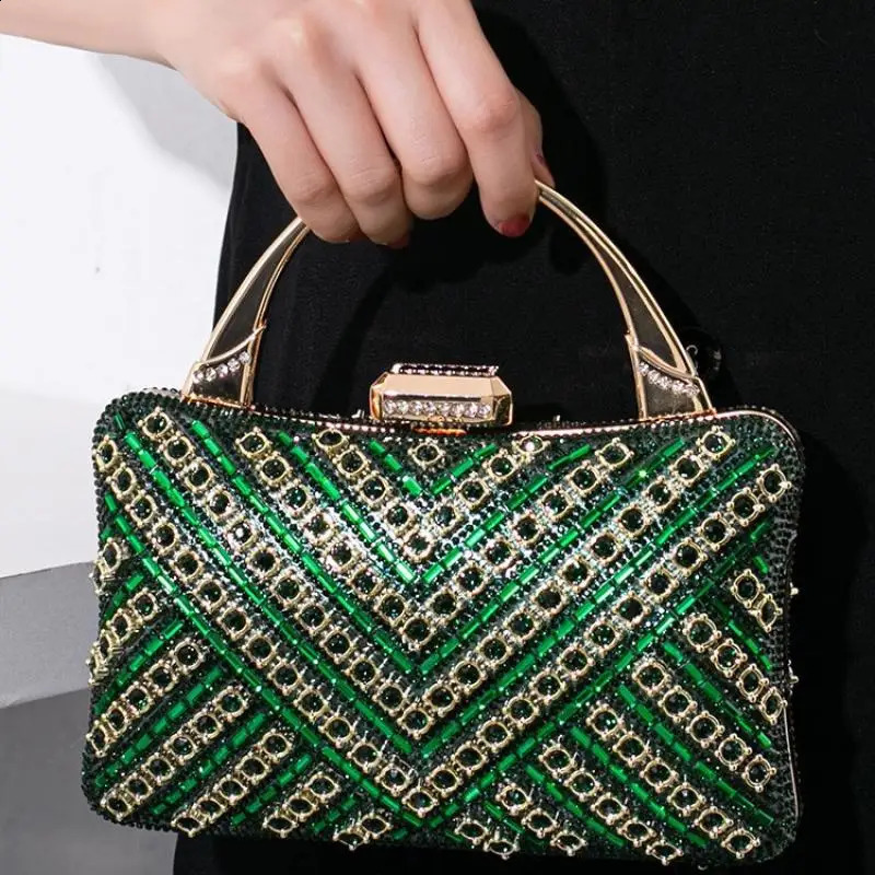 Fashionable womens Rhinestone clutch handbag top handle sparkling diamonds evening wedding wallet shoulder bag ious women 240910