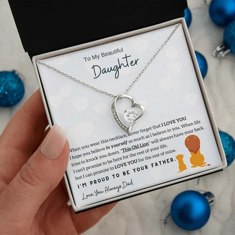 To My Daughter Gift Love You Heart Pendant Necklace Fashion Jewelry Women Girl Gifts Birthday Silver Gold Color Necklaces 240910