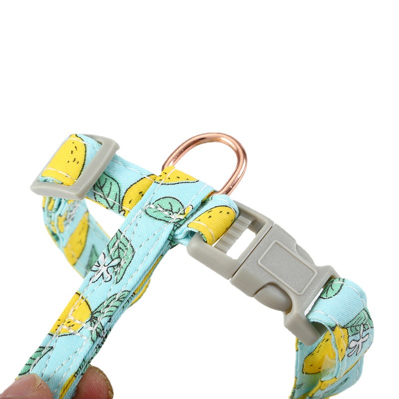 Adjustable Cat Harness Leash Set, Escape Proof Cat Harness H Shape Cat Harness Fruit Print Pattern for Cat Kitten Puppy Walking