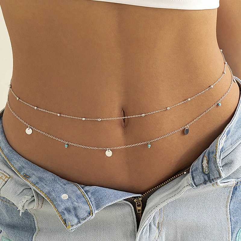 Multilayer New Boho Minimalism Spring Waist Beads Summer For Women Fashion Geometric Sequins Belly Chain Sexy Body Chain JewelryX2409