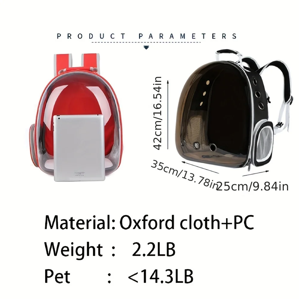 Portable Transparent Space Capsule Pet Bag for Going Out, Breathable Cat Backpack, Cat Bag