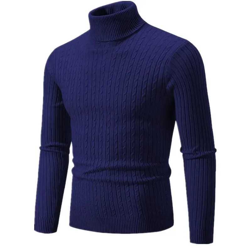 Sweater Autumn Winter Turtleneck Pullovers Warm Solid Color Slim Mens Pullover Men Knitted Sweaters Bottoming ShirtX2409