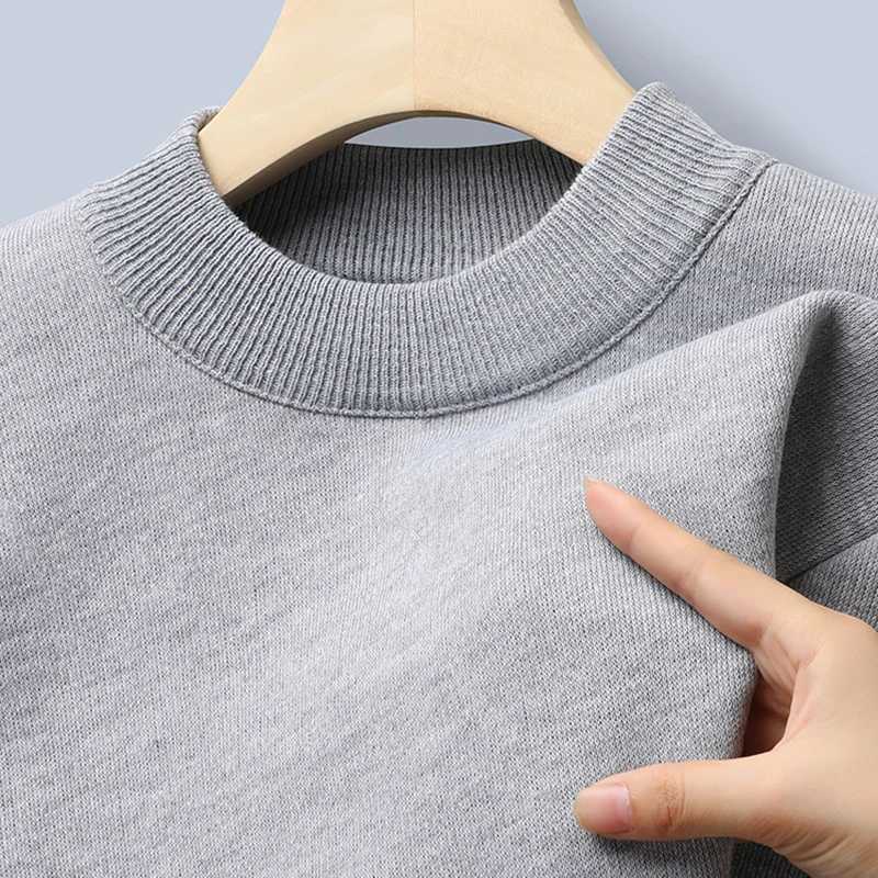 High Winter New Collar Mens Knitted Half Sweater with A Solid Color Plush and Warm Knitted Lining Top Casual and Versatile TopX2409