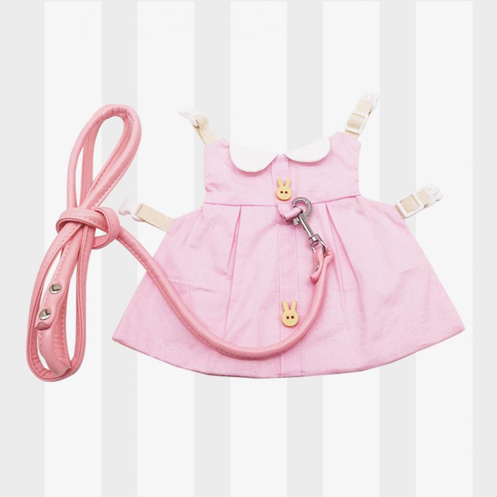 1 Set Pet Rabbit Princess Pink Clothes Hat Jewelry Costume Fine Workmanship Fabric Cartoon Pattern Adjustable Bunny Dress