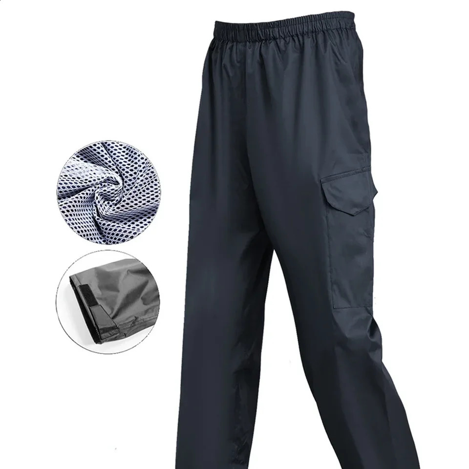 Waterproof rain pants black with pockets blue polyesternylon holiday vacation men 240912