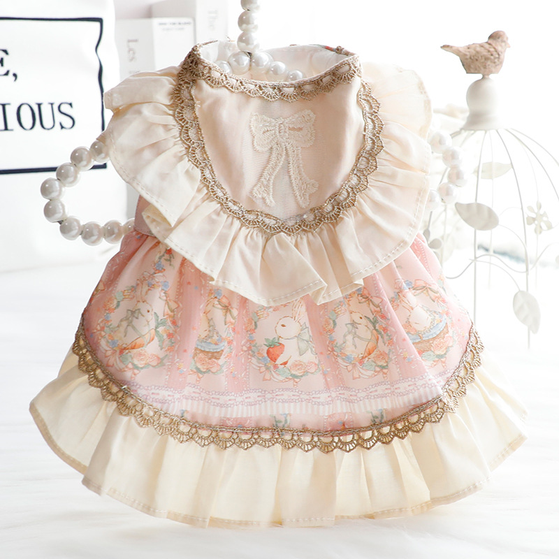 Dog clothes spring summer cat princess dress luxury lolita dress for rabbit small dog pet
