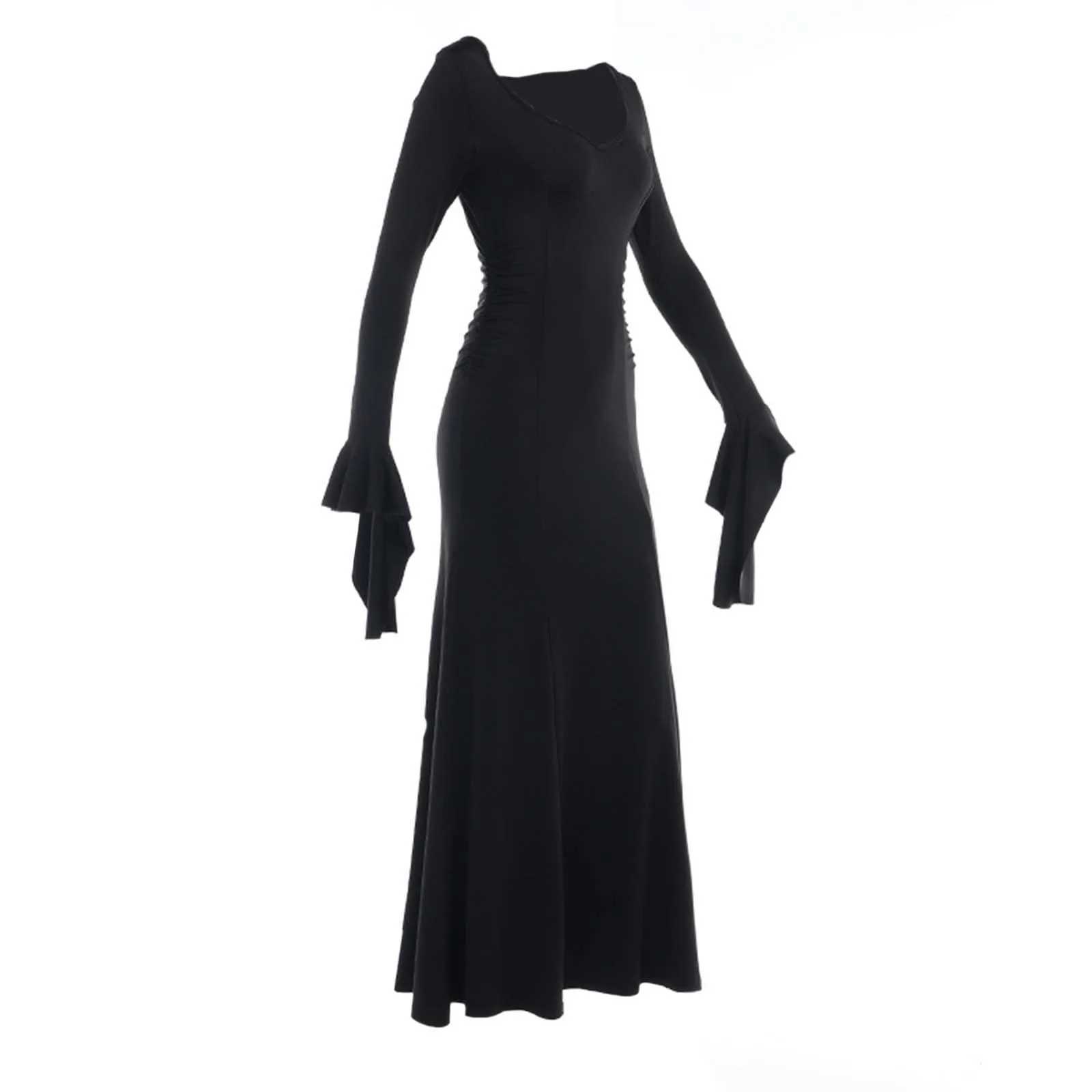 Halloween Gothic Grunge Punk Women Dress Long Sleeve Lace Slim Black Dresses 2024 New Y2K Harajuku Lolita Fairy Core Party DressX240912