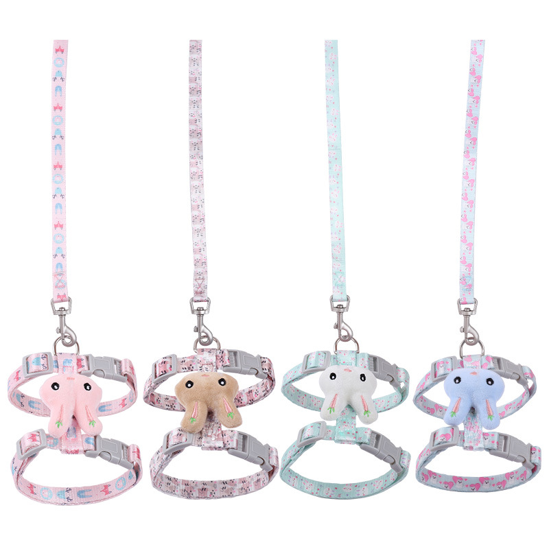 Cat Harness and Leash Rabbit I-shaped Cat Leash Anti-breakaway Adjustable Cat Walking Leashes for Cat & Puppies Cat Accessories