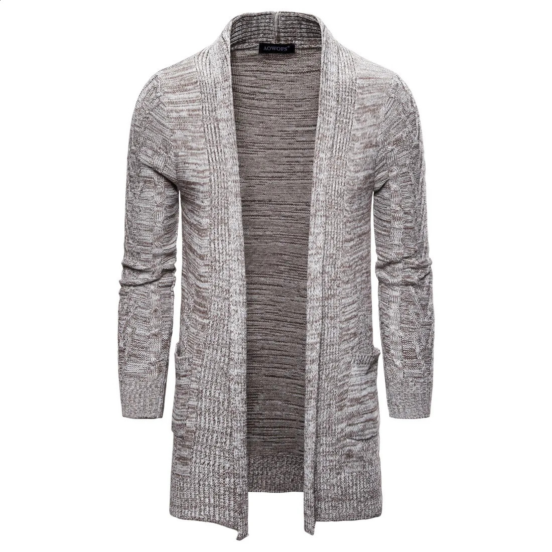 Mens long knitted sweater jacket casual cardigan mens Xlong solid color 240906