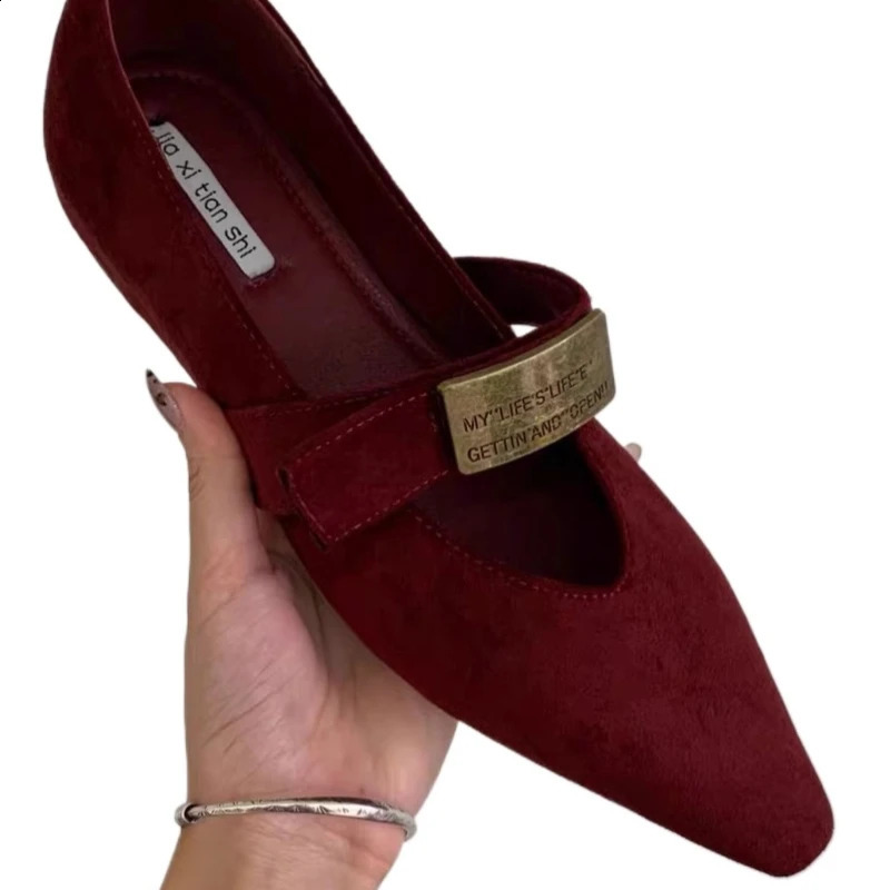 Retro Mary Janes Shoes Women Suede Heels Trend Pointed Toe Wedges Autumn Casual Shoes Elegant Dress Zapatos Mujer 240912