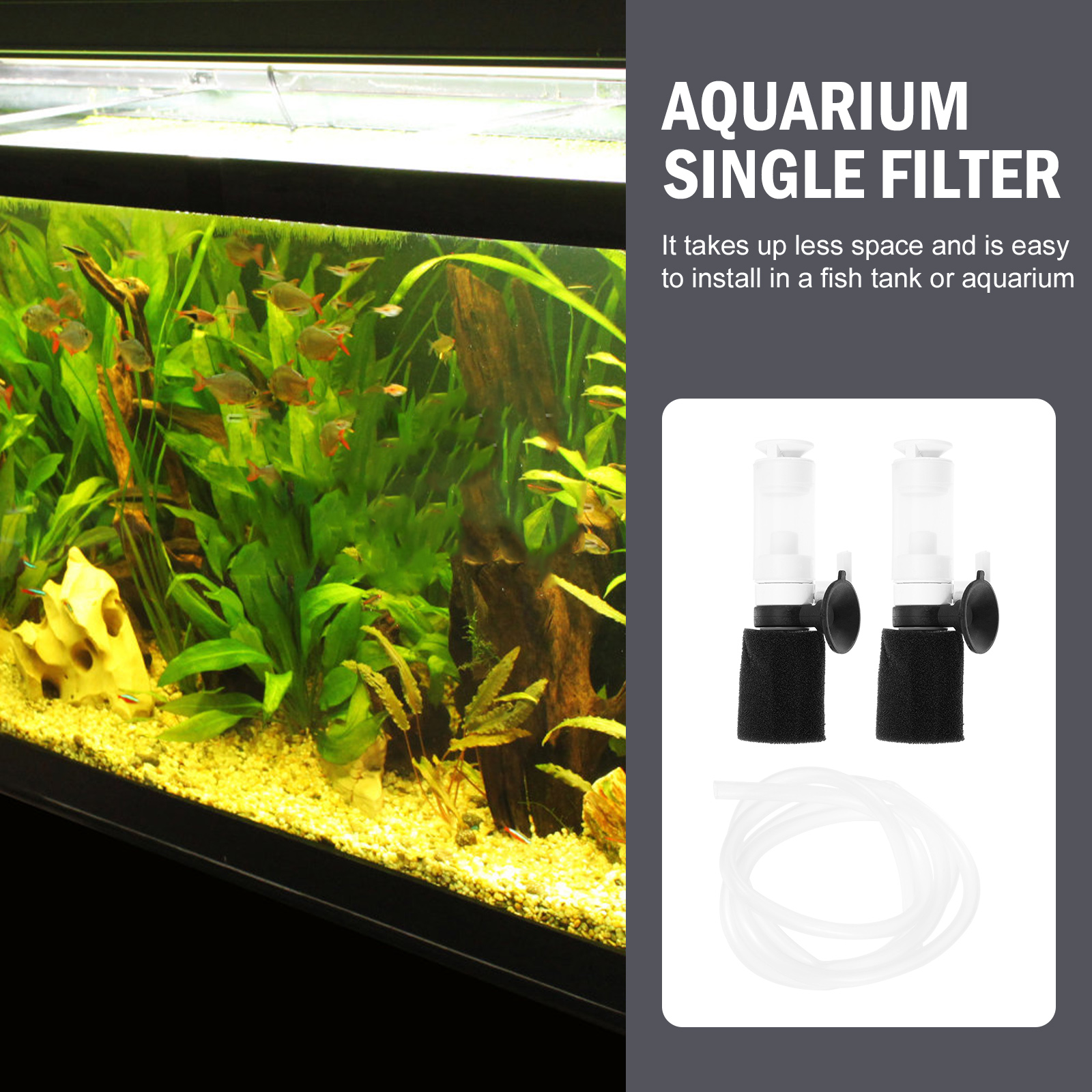 2 Pcs Fish Tank Filter Multi-use Air Pump Small Mini Aquarium Single Purpose Cleaner Submersible Sponge Cotton