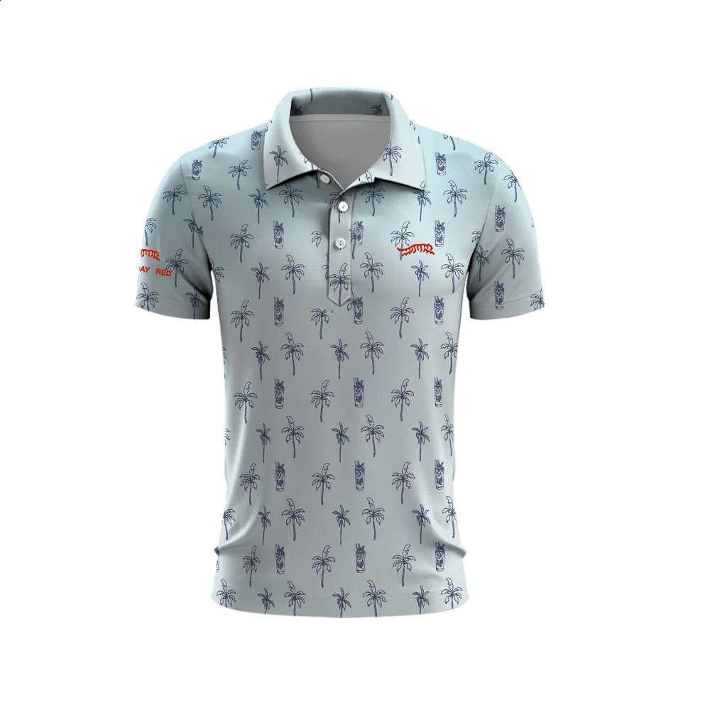 Tiger Woods Golf Sun Day Red Plaid Mens Summer Golf TShirt Top Quick Drying Golf Club Button Up TShirt Polo Shirt 240904