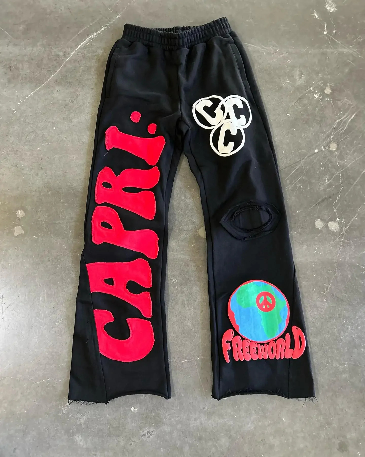 Retro Embroidered Letter Graphic Sweatpants Mens Y2k Hip Hop Baggy Elastic Waist Casual Pants Joggers Women Streetwear 240910