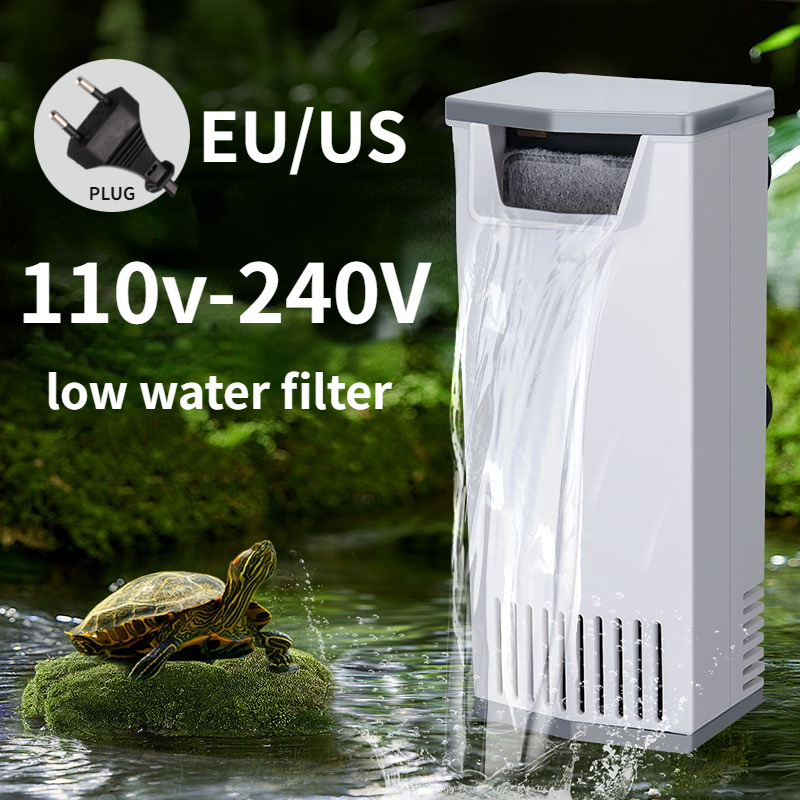 3W 200L/H Waterfall Aquarium Filter Pump Turtle Fish Tank Low Water Level Filter Oxygen Pump Fish Turtle Reptile Supply 110-240V