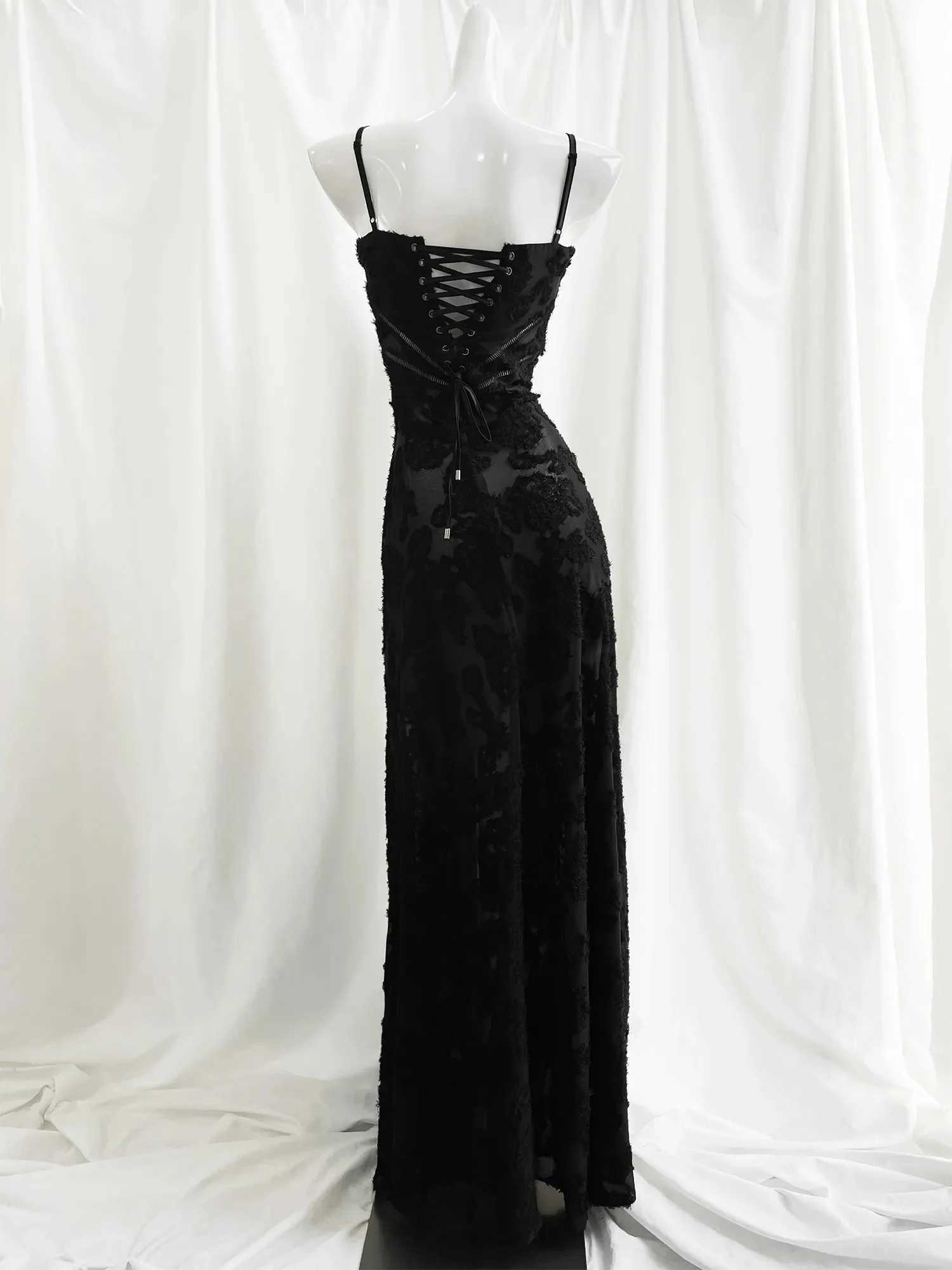 Mingmingxi Formal Occasion Dresses Maxi Black Appliques Dresses for Dancing Parties Long Elegant and Beautiful Women DressX240912