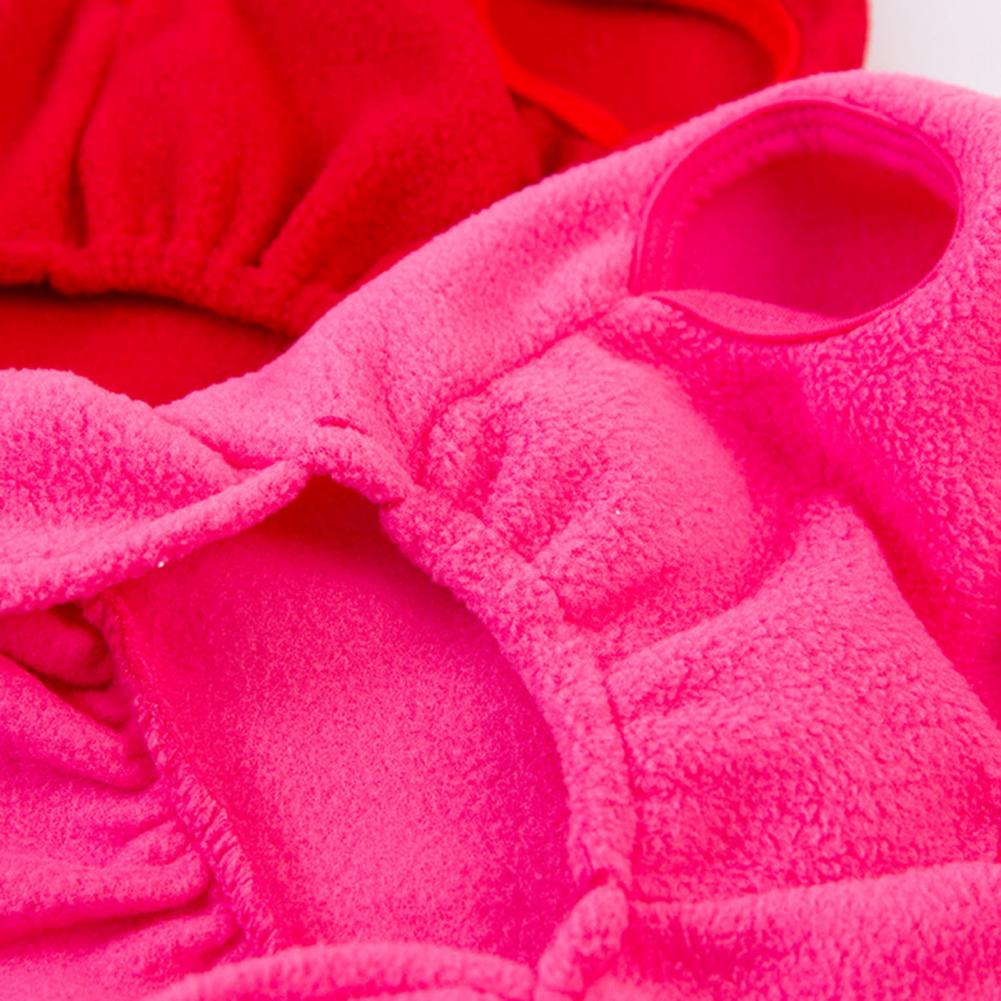 Winter Dog Dress Solid Color D-shaped Ring Pleated Hem Puppy Dress Thick Fleece Sleeveless Two-legged Small Medium Dog Clothes