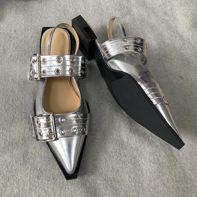 Dress Shoes Roman Female Big Size 43 Elegant Low Heels Sandals Women Slides Beach Shallow Black Mules Pointed Toe Ladies