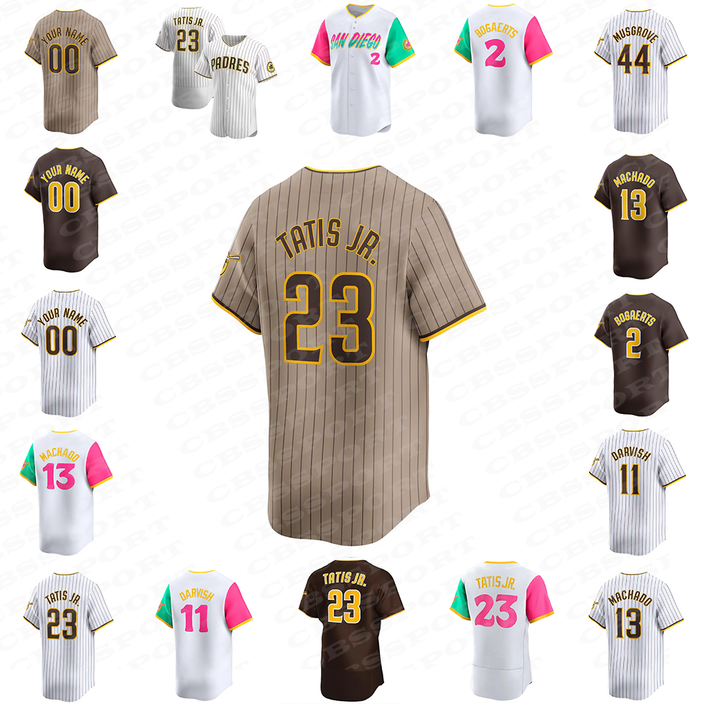 13 Manny Machado 20th Padres 23 Fernando Tatis Jr. Baseball Jersey Heritage Night Jackson Merrill Ha-Seong Kim Jake Cronenworth San Diego Bogaerts Jerseys