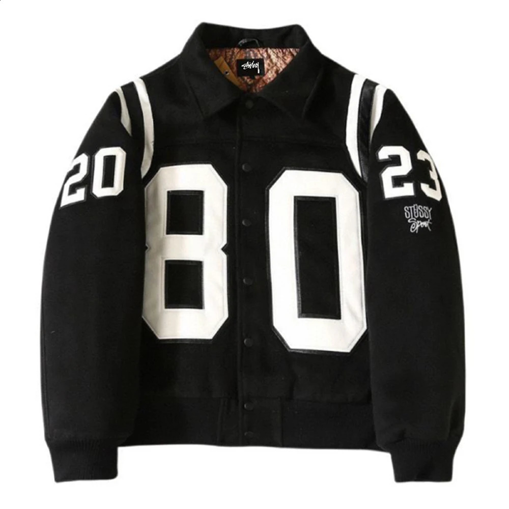 American Thick Cold Jacket Autumn Winter Street Stand up Embroidered Comparison Hip Hop Baseball Uniform 240906