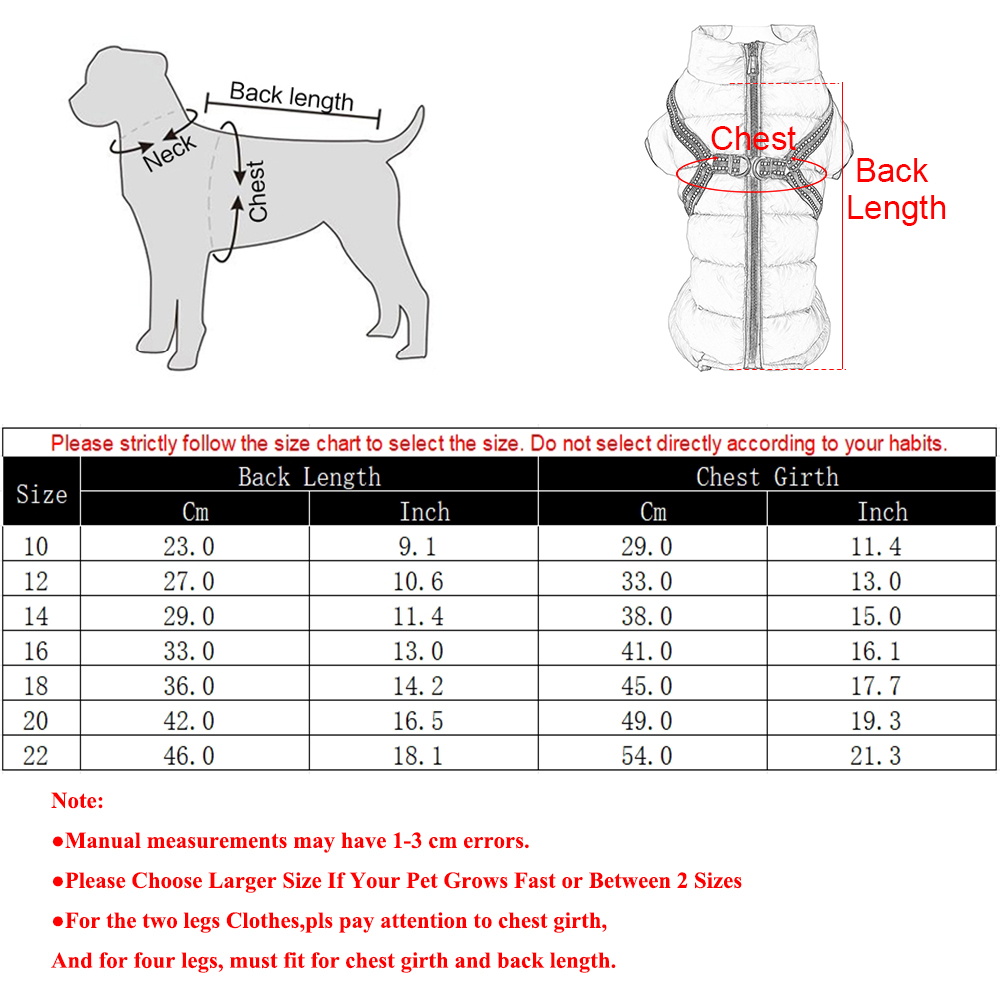 Dog Clothes Harness Winter Jacket Adjustable For Small Medium Dogs Cats Windproof Vest Waterproof Clothing Puppy Pet Jumpsuit