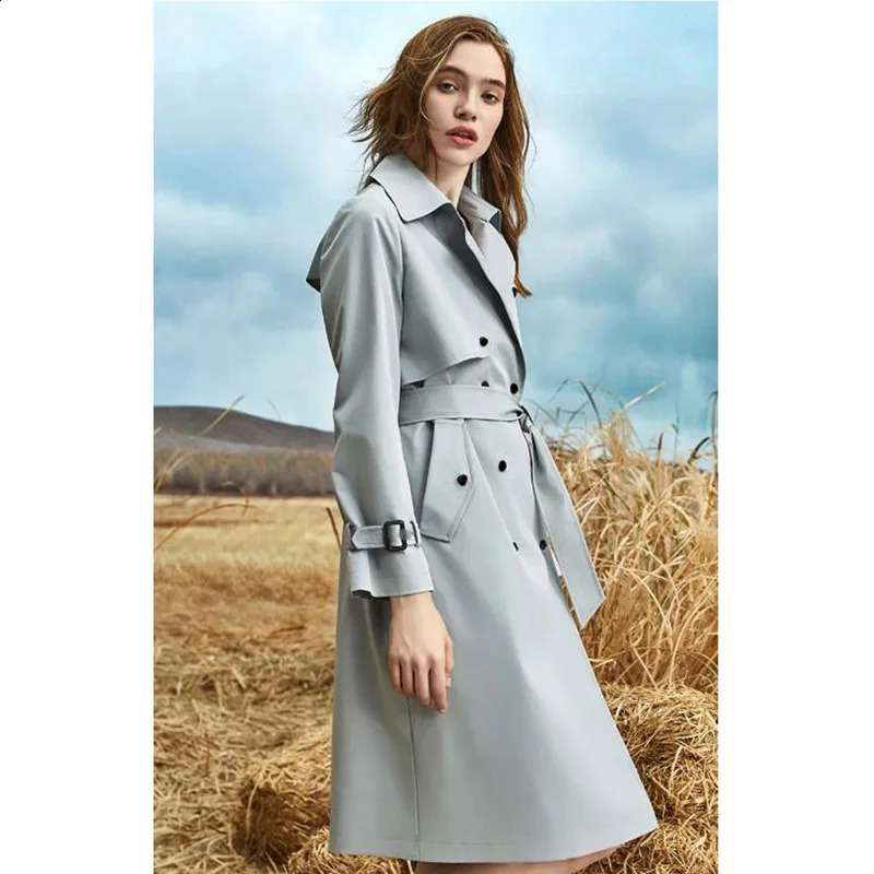 High end womens casual trench coat Spring and Autumn loose lace windproof jacket Fashion womens long parka coat XL 240911