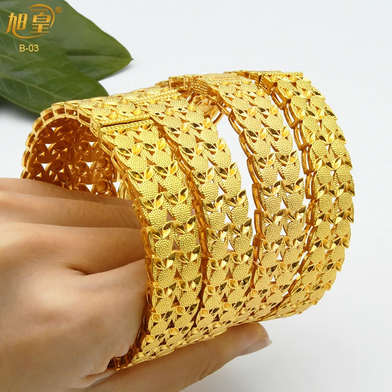 Xuhuang African Gold Color Bangles for Women India Middle East Nigeria Wedding y Plated Jewelry Brazil Bracelet 240912