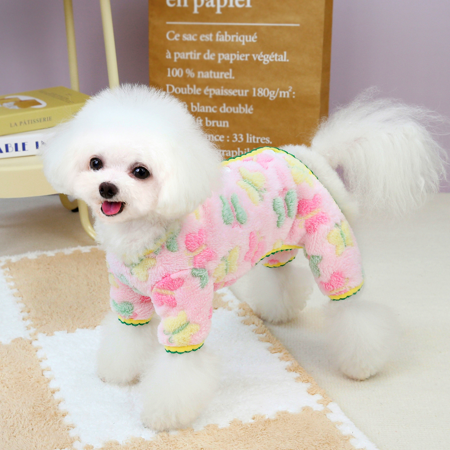 Winter Dog Flower Pattern Jumpsuit Clothes Warm Pet Pajamas for Small Medium Dogs Cats Overalls Puppy York Chihuahua Onesies