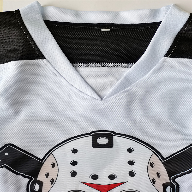 Mens Jason Voorhees Friday 13th Movie Ice Hockey Jerseys Halloween Horror White Stitched Shirt