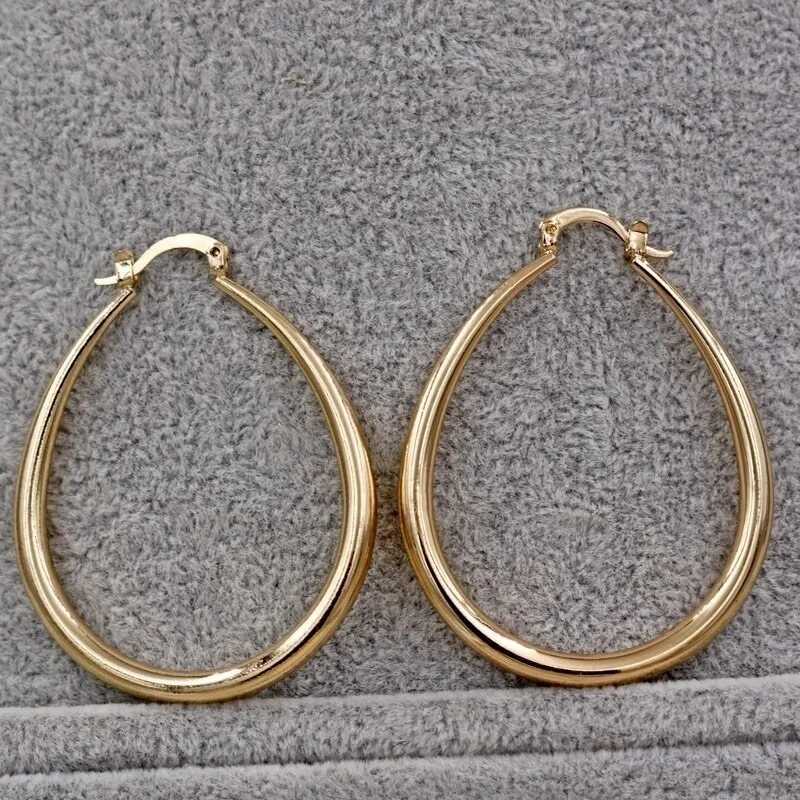 Shine Gold Color Women Earrings Fashion Smooth Hoop Earrings for Women Engagement Wedding Jewelry GiftX240912