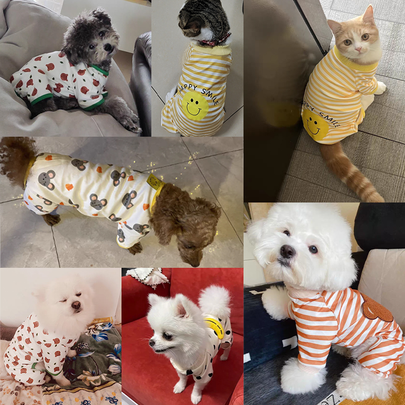 Fashion Dog Clothes Striped Cute Bear Pattern Jumpsuits Chihuahua Yorkie Sweet Pajamas Puppy Cat Shirt Pajamas Pet Costume