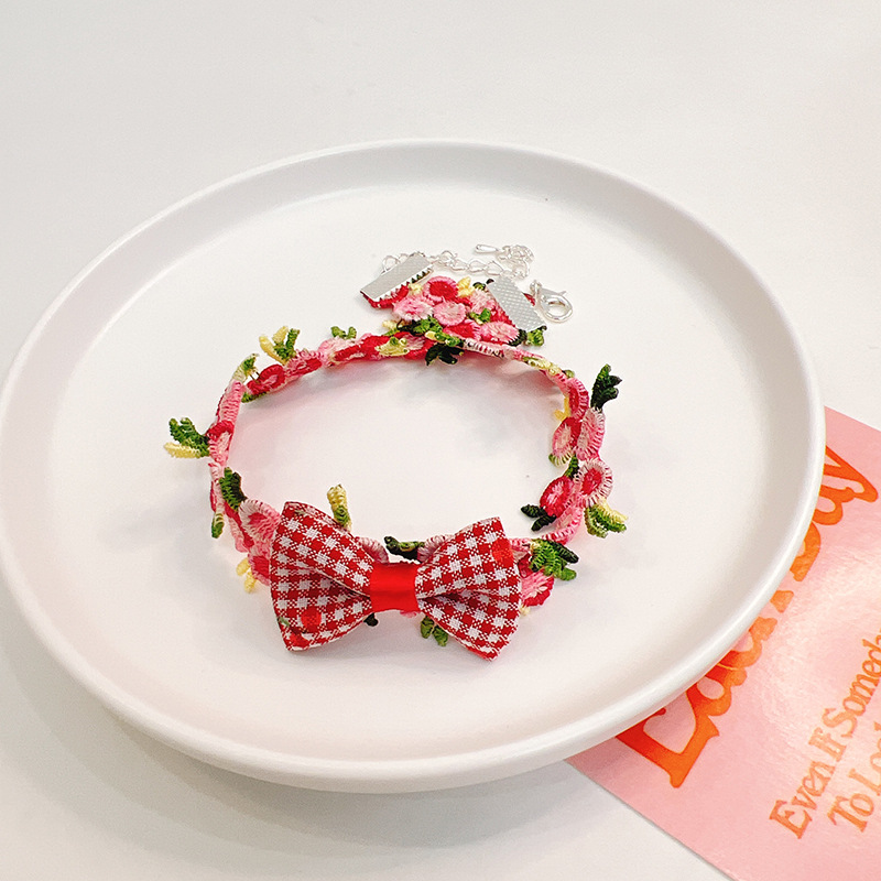 Adjustable Cat Collar,Handmade Flower Bow Puppy Dog Collar Neck Cute Cat Pet Necklace Collars Pet Accessories for Cats & Puppies