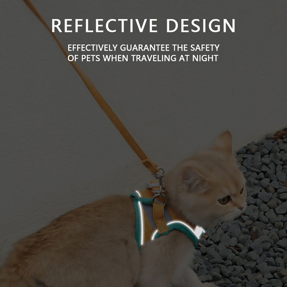 Cat Harness, Cat Leash and Harness Set with Reflective Strips, Escape Proof Easy Walk Harness, Dog Vest for Puppy Kitten Rabbit