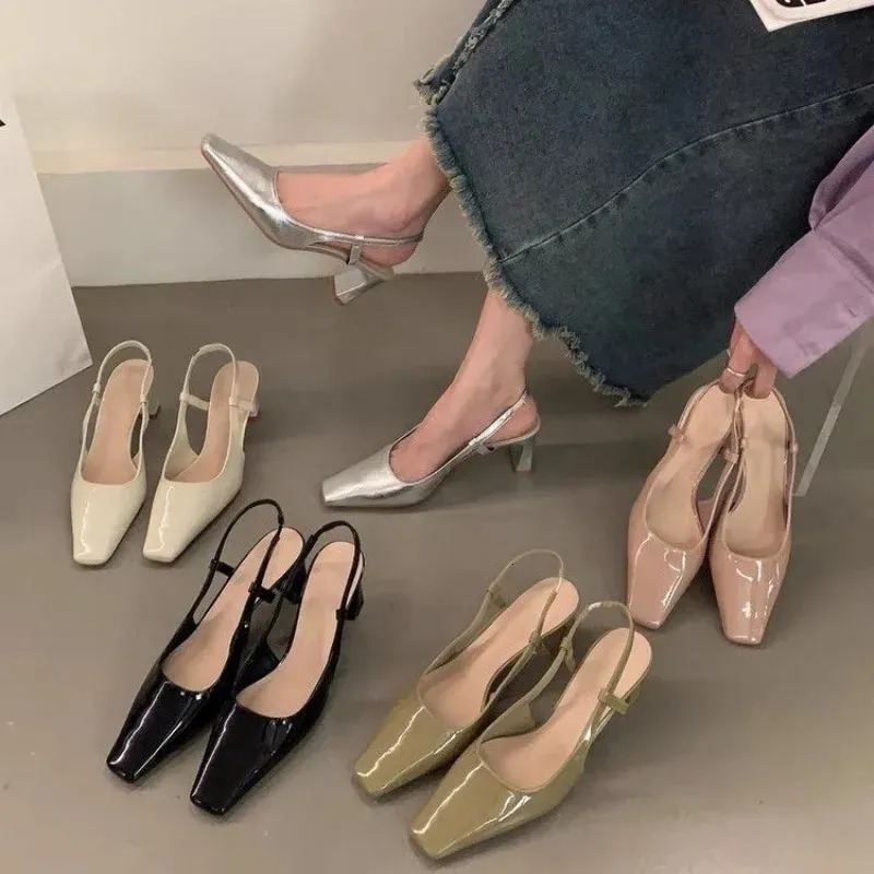 Patent Leather Mary Janes Shoes Summer Fashion Square Toe Womens Pumps Comfortable Chunky Heel Ladies Single 240613