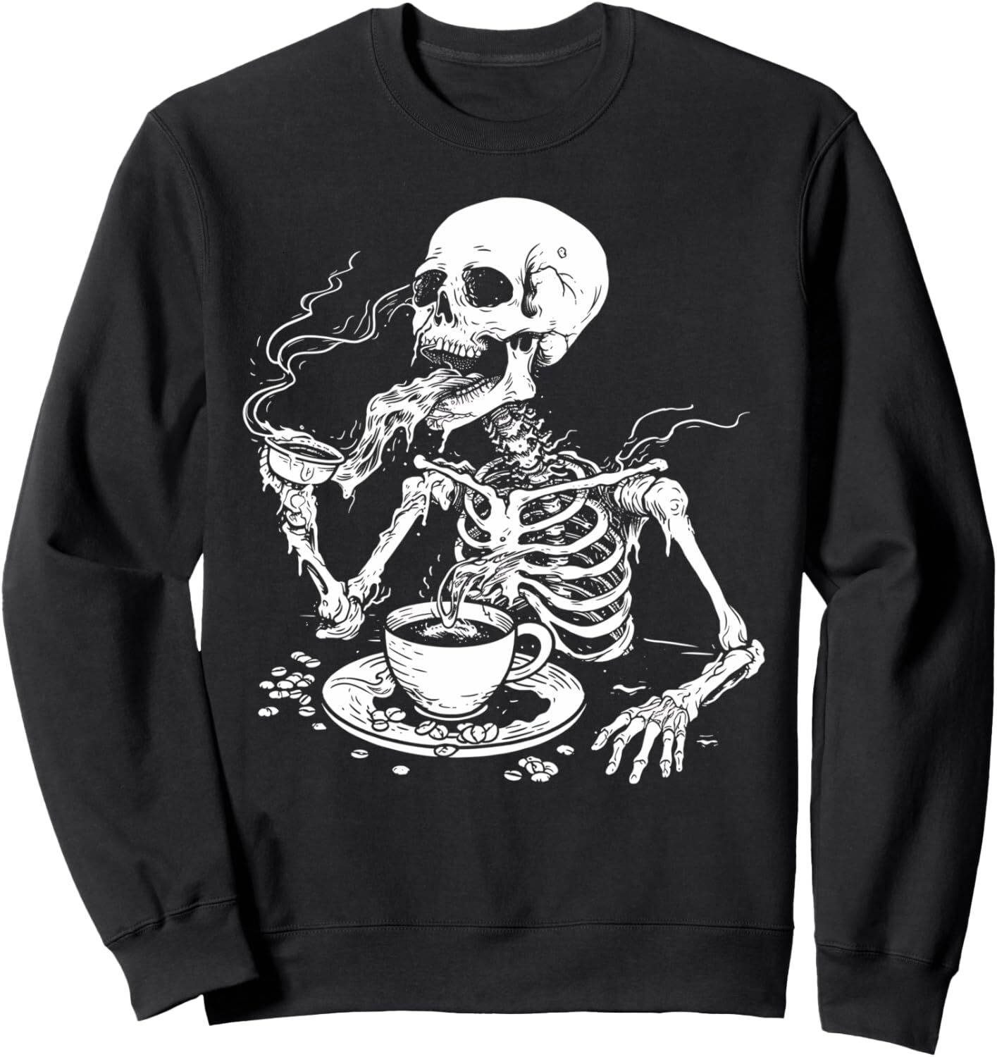 Long Sleeve Shirts for Men sweatshirt Skeleton Coffee Lover Funny Caffeine Skull Gift Sweatshirt T shirt Tee Streetwear Casual tops clothes